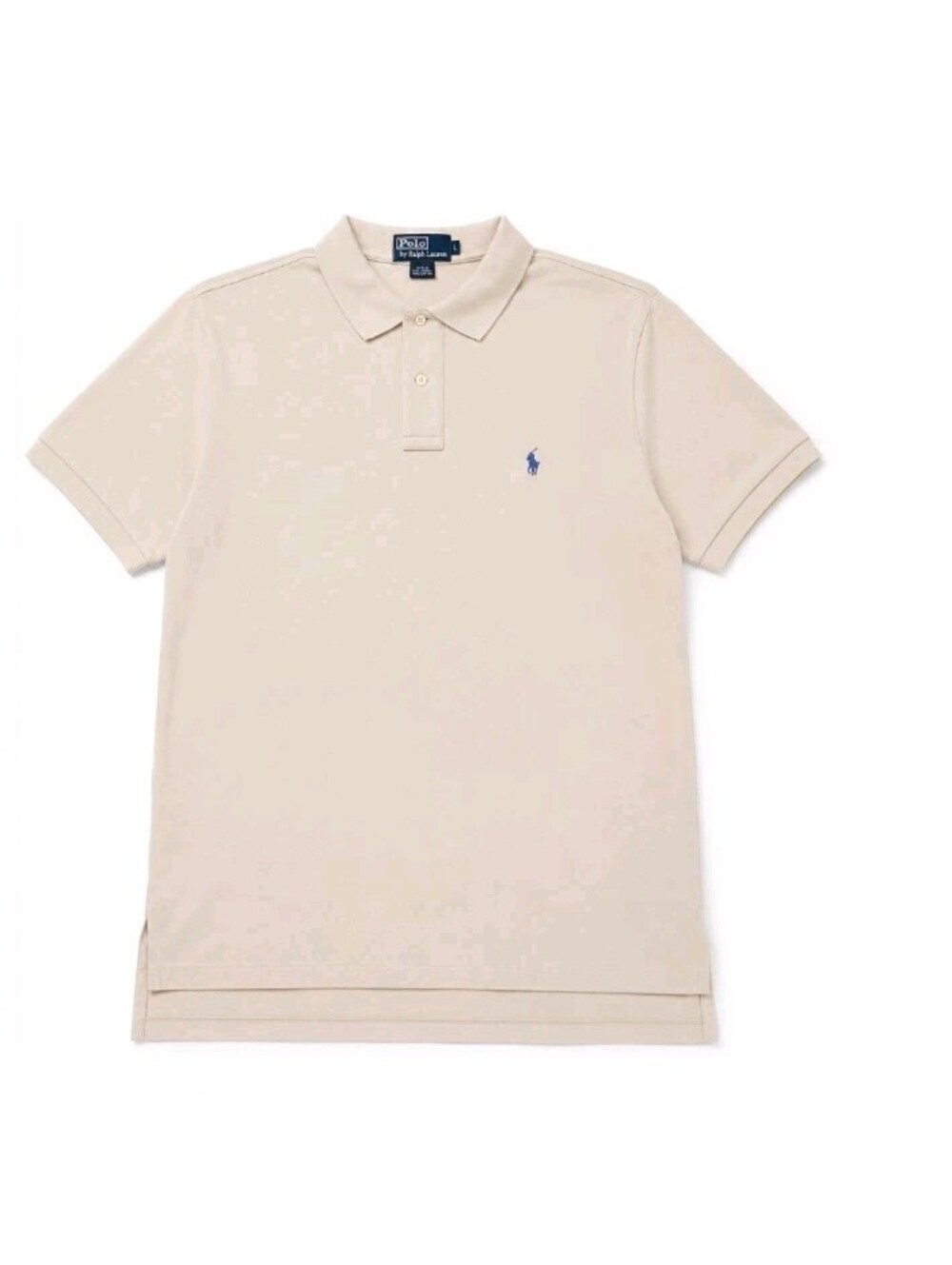 Vintage Polo by Ralph Lauren Men's Large Beige Polo Shirt Cotton Blue Pony Logo
